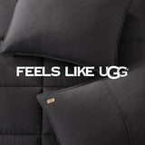 UGG Leonora Comforter Set with 2 Pillow Shams Lightweight Down Alternative Blanket Reversible Cozy Warm All Season Washable and Hypoallergenic Bedding Set, Full/Queen, Charcoal Grey UGG