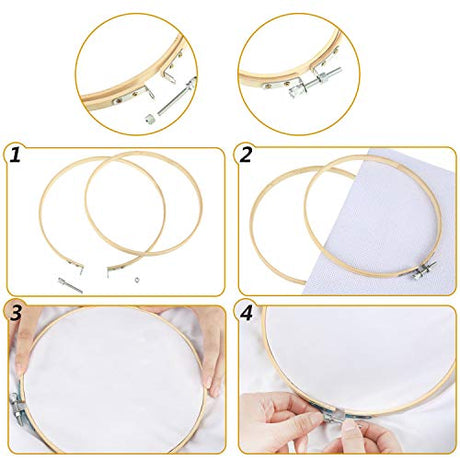 Mudder 53 Pieces Cross Stitch Tool Embroidery Starter Kit Includes Bamboo Circle Cross Stitch Hoop Ring Sewing Scissors Needle Threading Tools Thimbles Floss Bobbins Seam Ripper and Embroidery(Blue) Mudder