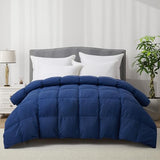 ALPSWAN Luxury Goose Feather Down Fiber Comforter Queen Size, 300TC Blue Cotton Blended Duvet Insert, All Season Hotel Bedding Alternative Down Comforter with Corner Tabs (Blue, Queen) ALPSWAN