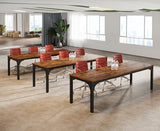 13FT Conference Table, Super Sturdy Large Rectangle Meeting Seminar Table for 10-14 Person, Long Business Tables, 2 Pcs Brown Trggivs