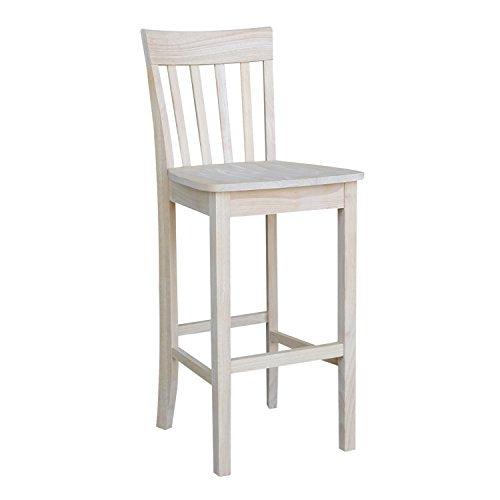 International Concepts Slat Back Stool, 30-Inch SH, Unfinished IC International Concepts