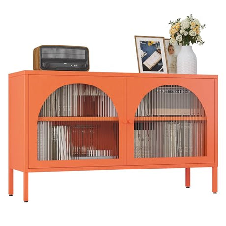 Fumedo Metal Storage Cabinet with Doors and Shelves,2 Door TV Stand,Accent Cabinet，Metal Locker&Sideboard Buffet Cabinet&Bookshelf&Cupboard for Home,Office,Living Room Fumedo