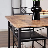 VECELO 3-Piece Small Kitchen Dining Table Set for 2, PU Padded Chairs, Retro Brown VECELO