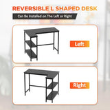 PayLessHere 39 Inch L-Shaped Computer Desk,Gaming Desk with Durable Metal Frame,Corner Desk with Reversible Storage Shelves for Home Office Gaming Study,Black (39 inch) PayLessHere