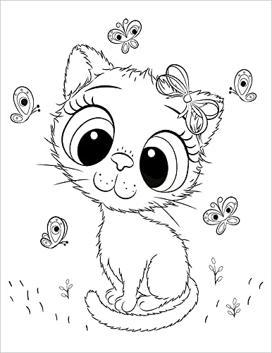 Cute Cats Coloring Book for Kids Ages 4-8: Adorable Cartoon Cats, Kittens & Caticorns (Coloring Books for Kids) WoodArtSupply