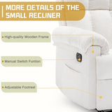 Korser Recliner Chair, Living Room Recliner Chairs for Adults, Small Recliners for Small Spaces, Upholstered Manual Recliner with Side Pockets, Modern Nursery Chair for Living Room, Chenille, Beige