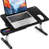 Besign LT05 Adjustable Laptop Table, Lap Desk, Portable Standing Bed Desk, Foldable Sofa Breakfast Tray, Notebook Computer Stand for Reading and Writing, Medium Size, Black BESIGN