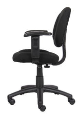 Boss Office Products B316-BK Perfect Posture Delux Fabric Task Chair with Adjustable Arms in Black, Low-Back Boss Office Products