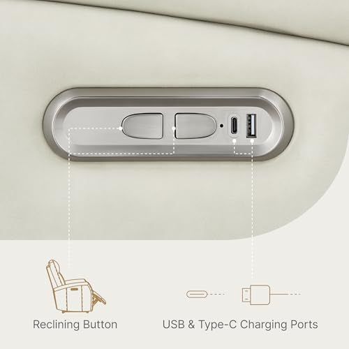 KISLOT Wall Hugger Power Recliner Chair with USB & Type-C Ports Faux Leather Recliner 135° Reclining Small Space Electric Sofa for RV Living Room Bedroom