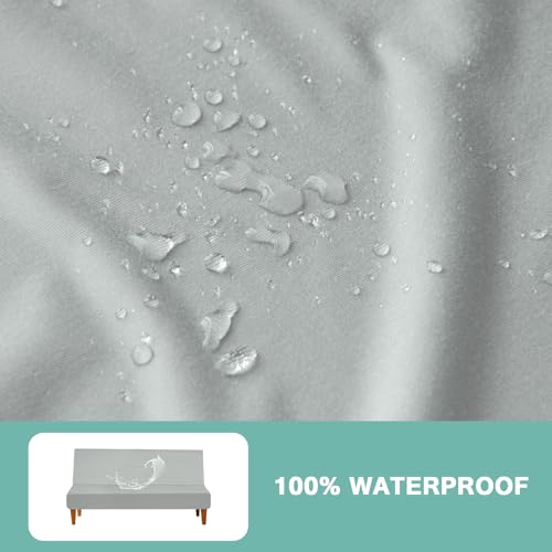 Luv4babe Waterproof Futon Cover for Armless Sofa Bed, Leakproof and Scratch-Resistant Futon Mattress and Couch Cover Protector for Kids, Cats and Dogs, Gray Luv4babe
