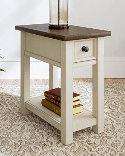 Signature Design by Ashley Bolanburg Farmhouse Chair Side End Table, Light Brown & Whitewash - WoodArtSupply