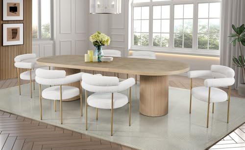 Dobby 90"-123" Extendable Oval Wooden Mid Century Modern Dining Table with Double Pedestal Base, Oval Dining Table for 6 People, Large Modern Dininig Room Table for Home, (Light Oak) Best Master Furniture