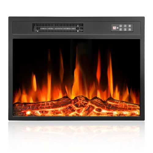 Tornivk 23 Inch Electric Fireplace Insert,750w/1500w Recessed Electric Fireplace Heater w/Timer,Adjustable Flame,Remote Control,Fireplace Insert for Bedroom,Living Room Tornivk