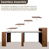 Banzeem Extendable Dining Table with Shelf, Transformer Extra Console Table for 1-9 People, Folding Space Saving Dining Room Table for Homes, Apartments, Walnut Banzeem