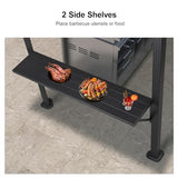 PURPLE LEAF 6.5' X 10' Hardtop Grill Gazebo for Patio Permanent Aluminum Barbeque Shelter Gazebo Canopy with Ceiling Hook and Shelves Double Tiered Grey Outdoor BBQ Gazebo PURPLE LEAF
