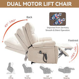 RHHVVR Oversized Power Lift Recliner Chair with Massage and Heating, 24.8" W Big Lay Flat Lift Recliner for Elderly, Medium-Firm Electric Recliners with Hidden Cup Holders,Beige RHHVVR