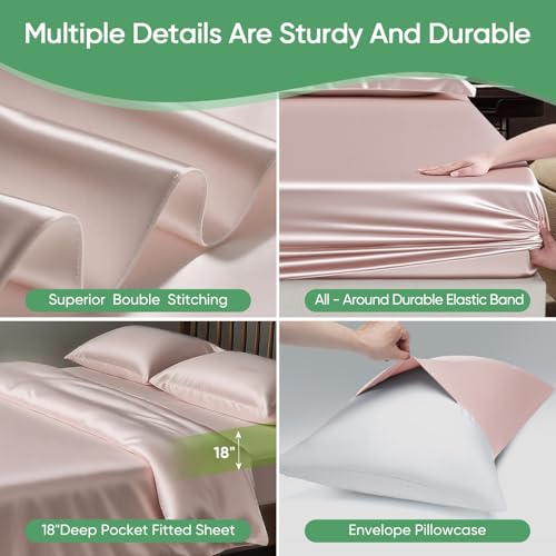 Luxury Organic Tencel & Viscose from Bamboo Cooling Sheet Set,Silky Soft Lyocell Sheets with Deep Pocket, Hypoallergenic & Breathable Bedding with Pillowcases (Sand, King) Pillcase