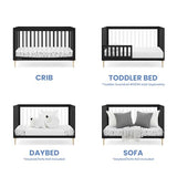 Delta Children Austin Acrylic 4-in-1 Convertible Baby Crib - Greenguard Gold Certified, Midnight Grey/Natural Delta Children