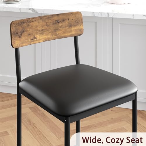 CABIHOME Dining Table Set for 2, Kitchen Table and Upholstered Chairs for 2, 3 Piece Counter Height Bar Table Set with 3 Large Storage Shelves for Small Space, Apartment, Studio, Rustic Brown CABIHOME