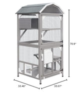 Gowoodhut 71'' Large Cat House Outdoor Catio Enclosures Indoor Kitten Cages with Attachable Window Resting Box,Waterproof Roof Gowoodhut