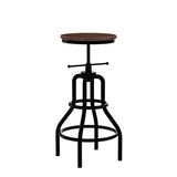 LOKKHAN Vintage Industrial Bar Stool-Rustic Swivel Bar Stool-Round Wood Metal Stool-Kitchen Counter Height Adjustable Pipe Stool-Cast Steel Stool 20-27 Inch (Set of 2) LOKKHAN