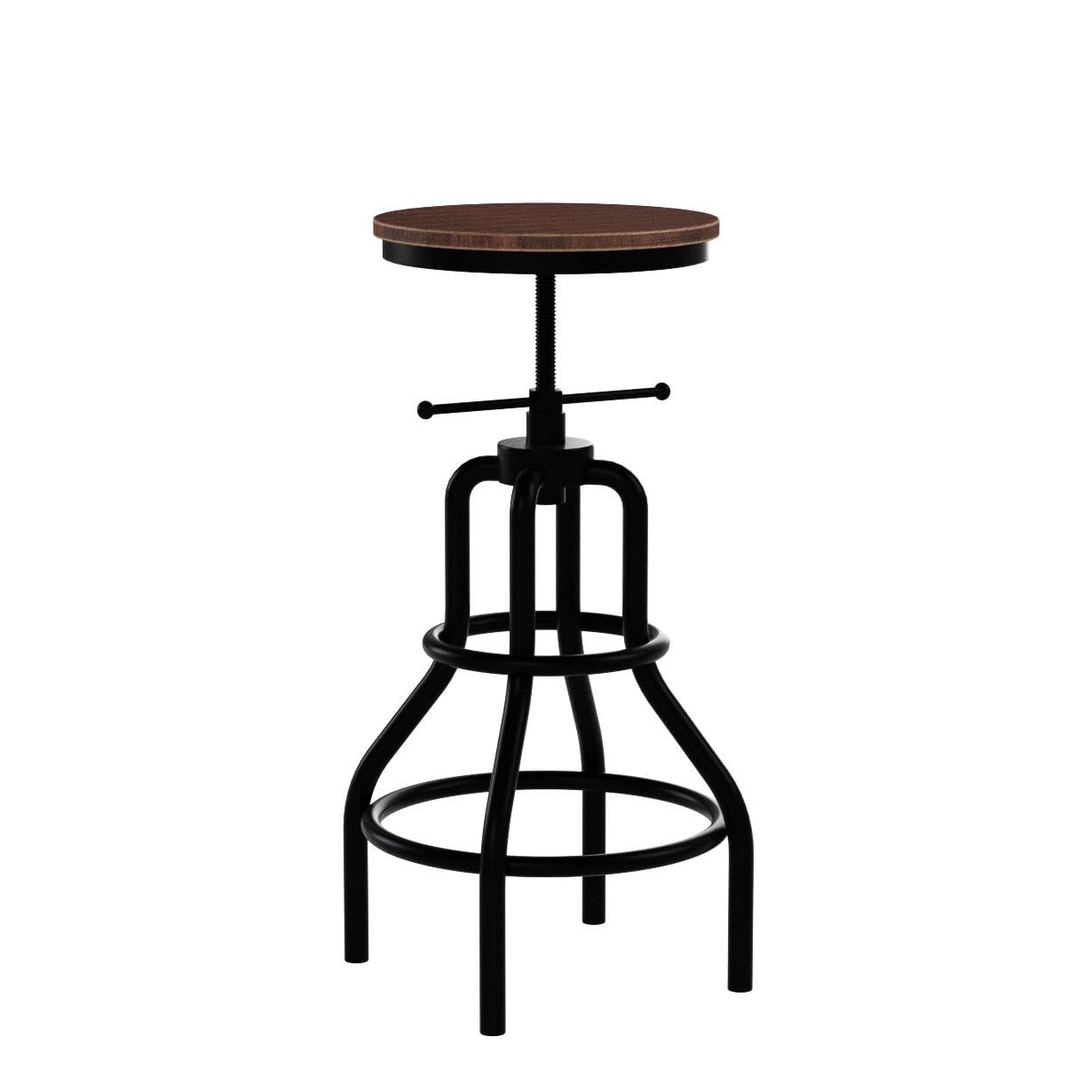 LOKKHAN Vintage Industrial Bar Stool-Rustic Swivel Bar Stool-Round Wood Metal Stool-Kitchen Counter Height Adjustable Pipe Stool-Cast Steel Stool 20-27 Inch (Set of 2) - WoodArtSupply