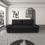 UPYOOE 70.1" Futon Sofa Bed Queen Size, Pull Out Bed, 3-in-1 Convertible Sleeper Sofa with 2 Soft Pillows, Modern Velvet Futon Couch for Living Room, Small Space, Apartment, Bedroom, Black UPYOOE