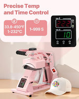 VEVOR Hat Heat Press Machine, with 2pcs Interchangeable Platens, Precise Temperature and Time Control, Hat Press for HTV Iron On and Sublimation Projects, for Caps, Headbands, Cuffs, Face Masks, Pink VEVOR