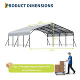 Garvee 20x20x9 ft Metal Carport, Oversized Metal Garage with Galvanized Steel Roof for All Weather, Heavy Duty Carports for Car, Boats and Tractor Garvee