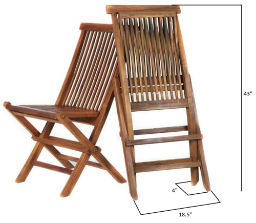 All Things Cedar TF22-2 Teak Folding Chair Set | Outdoor Patio Wooden Foldable Chairs | Fully Assembled, Java Finish, Solid Brass Fittings | Portable Outdoor Chairs 18x23x36 - WoodArtSupply