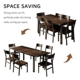iPormis 7 Pieces Dining Table & Chairs Set for 4-6, 63" Extendable Kitchen Table and 6 Chairs, Dining Room Table with MDF Board & Metal Frame, Perfect for Small Space, Easy Clean, Espresso iPormis
