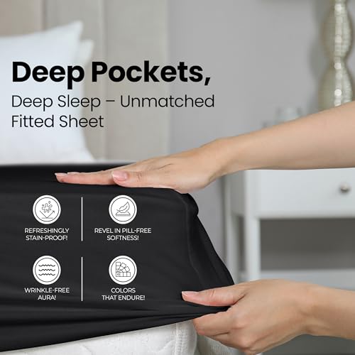 Utopia Bedding Full Fitted Sheet - Bottom Sheet - Deep Pocket - Soft Microfiber - Shrinkage and Fade Resistant - Easy Care -1 Fitted Sheet Only (Black) Utopia Bedding