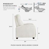 Lexicon Corduroy Pushback Recliner Chair Armchair Push Back Recliner, Solid Wood Frame and Metal Base, Easy Assembly Small Soft Single Sofa Accent Chair for Living Room/Office/Apartment, Beige