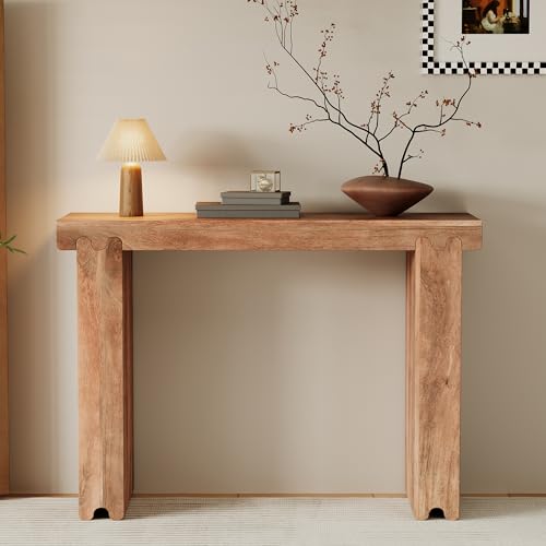 Merax Farmhouse Mango Wood Entryway Table, Minimalist Narrow Console Tables for Hallway, Living Room, Foyer, Easy Assemble, Honey Merax