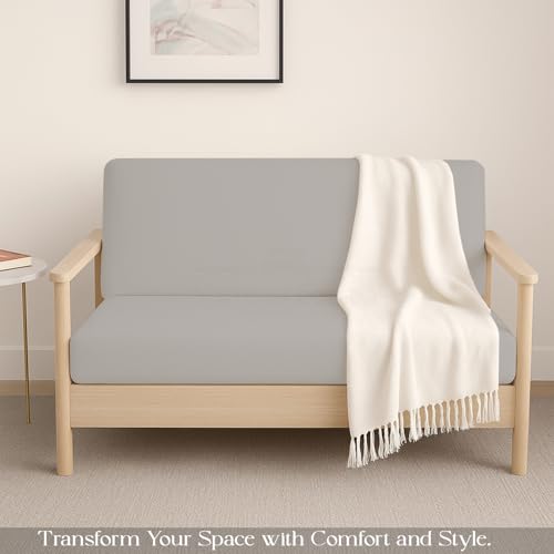 Full Size Armless Futon Covers - 100% Egyptian Cotton Futon Slipcovers - Zippered Couch Cover Sofa Bed Protector, Sleeper Sofa Cover, Machine Washable, Silver Yarns of Cotton