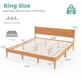 MORDEER King Size Bed Frame and Headboard, Malaysian Oak King Bed Frame with Storage, Modern Platform Bed Frame with Headboard, No Box Spring Needed, Easy Assembly, Rustic Pine MORDEER