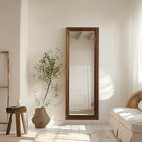 MELOMOIR Rustic Farmhouse Full Length Mirror, 64"x21" Wood Frame Floor Mirror, Free Standing Mirror Leaning Hanging Mirror, Long Mirror for Bedroom Living Room Cloakroom, Wood MELOMOIR