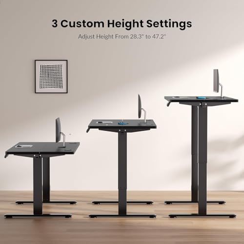 Qidbeld Standing Desk Frame, Electric Stand Up Desk Legs Frame, 3 Memory Height Settings Height Adjustable Table Legs for Max 63″ x 39.4″ Desktop, for Home Office, Black Frame Only Qidbeld