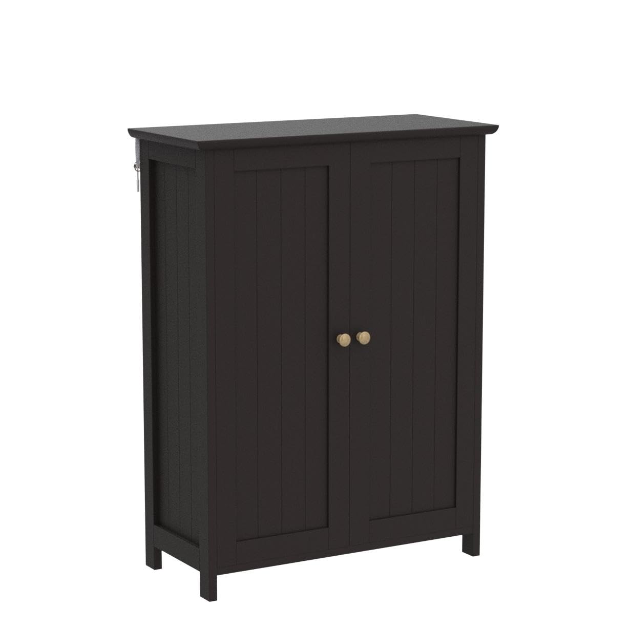 Topeakmart Bathroom Floor Cabinet Double Doors Free-standing Storage Cabinet with Adjustable Shelves, Anti-toppling Design, Espresso - WoodArtSupply