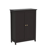 Topeakmart Bathroom Floor Cabinet Double Doors Free-standing Storage Cabinet with Adjustable Shelves, Anti-toppling Design, Espresso Topeakmart