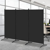 SUPER DEAL Room Divider, 6 Ft Folding Privacy Screens, 3 Panel Portable Room Partition Separator with Wide Metal Stands Freestanding Temporary Wall for Home, Office, Bedroom, 101" W X 72" H, Black SUPER DEAL