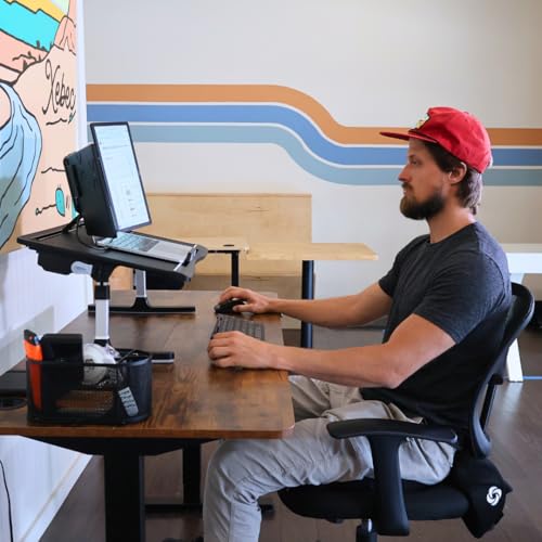 Xebec Air Desk Adjustable Laptop Lap Desk with Height & Tilt | Portable Standing Desk Converter | Foldable Bed Table with Storage Drawers & No-Slip Surface for Home Office Work Xebec
