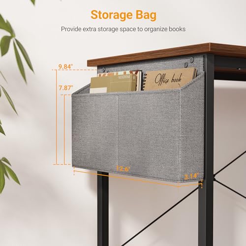 Cubiker L Shaped Desk, 47" Computer Desk with Reversible Storage Shelves Home Office Corner Desk Study Writing Gaming Table, Deep Brown Cubiker