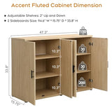 Yechen 94.6" Fluted Sideboard Buffet Cabinet with Storage and 8 Doors, Mordern Credenza Storage Cabinet with Adjustable Shelves, Media Console Table, for Living Room Dinning Kitchen/Oak(2 PCS) Yechen