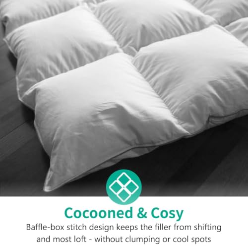 APSMILE Lightweight King Size Down Feather Fibers Comforter, Fluffy Duvet Insert for Warm/Hot Sleepers - Ultra-Soft High Fill-Power Hotel Collection Comforter, 39 Oz Duvet Blanket(White, 106"x90") APSMILE