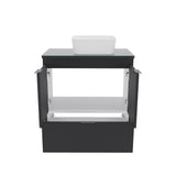 COZIMAX Cabinet and Sink Soul 24" Floating Bathroom Vanity with White Ceramic Sink, Tempered Glass Countertop, Soft Close Doors, 1 Drawer, Wall Mount (Black) COZIMAX