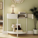 Majnesvon 31.5" Half Moon Console Table, Wood Entryway Table with Storage Drawers, Hallway Console Tables for Entryway, Living Room, Foyer (White) Majnesvon
