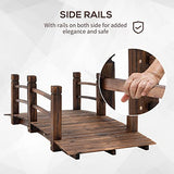 Outsunny Fir Wood Garden Bridge Arc Walkway with Side Railings for Backyards, Gardens, and Streams, Stained Wood, 60" x 26.5" x 19" Outsunny