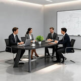 6FT Oval Conference Table, Rustic Black 70.86" W Meeting Table Fit 6-8 People, Modern Seminar Table Boardroom Desk for Office Meeting Conference Room SAINTCY