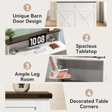 Epecoya Tall Reception Desk with Counter, 47-Inch Modern Front Desks, Unique Barn Door Home Design Office Table Retail Counter for Checkout, Lobby, Beauty Salon, White Epecoya